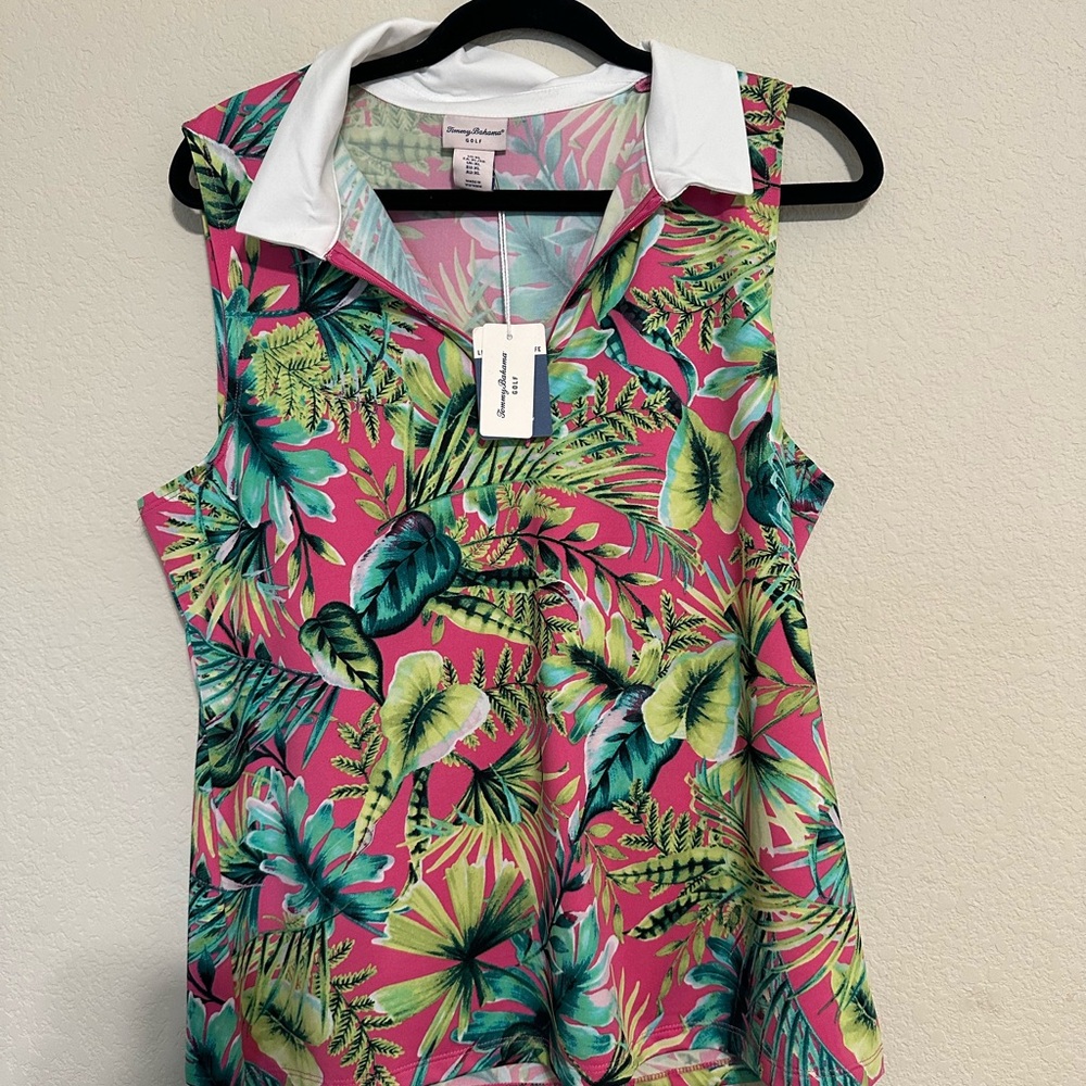 Tommy Bahama Pink Sleeveless Polo Blouse